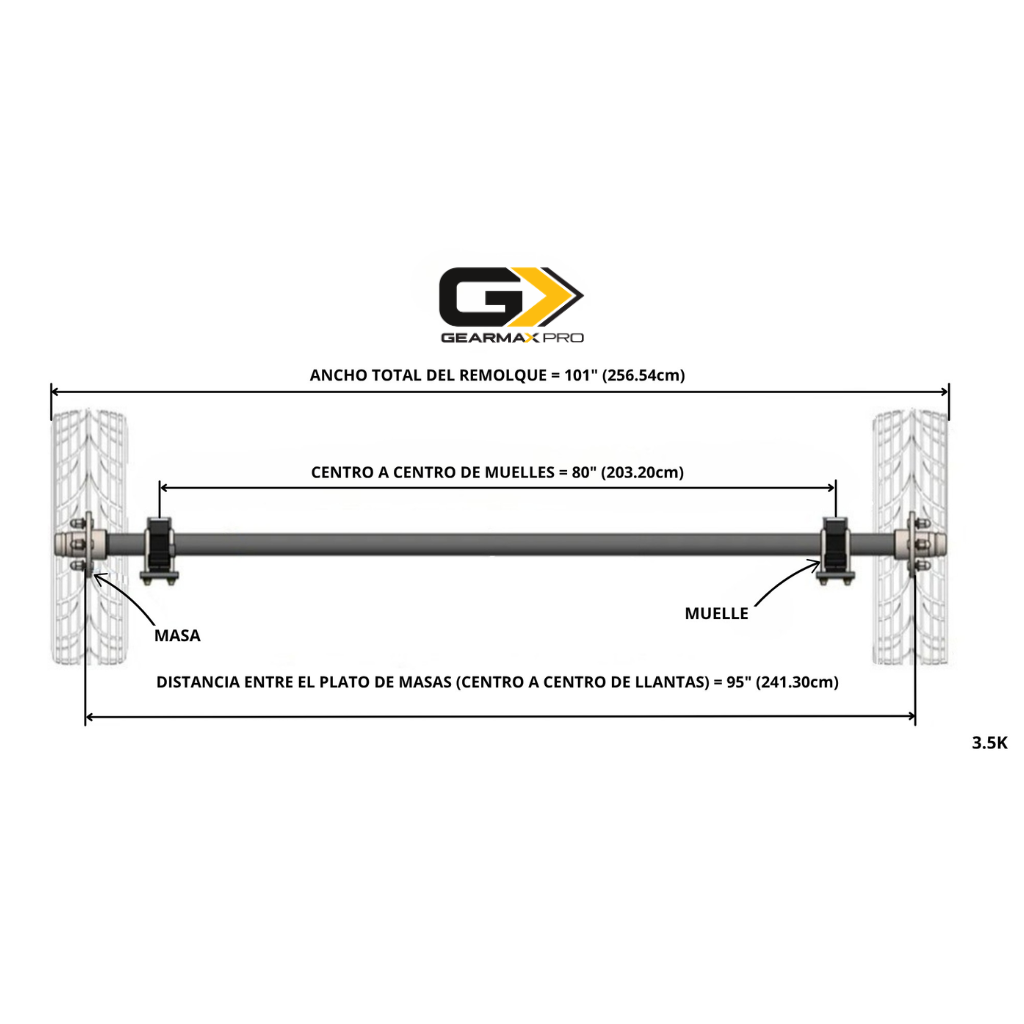 KIT DE EJE DE 3,500 LBS CON KIT DE MUELLES Y FRENOS ELECTRICOS (80"- 95")