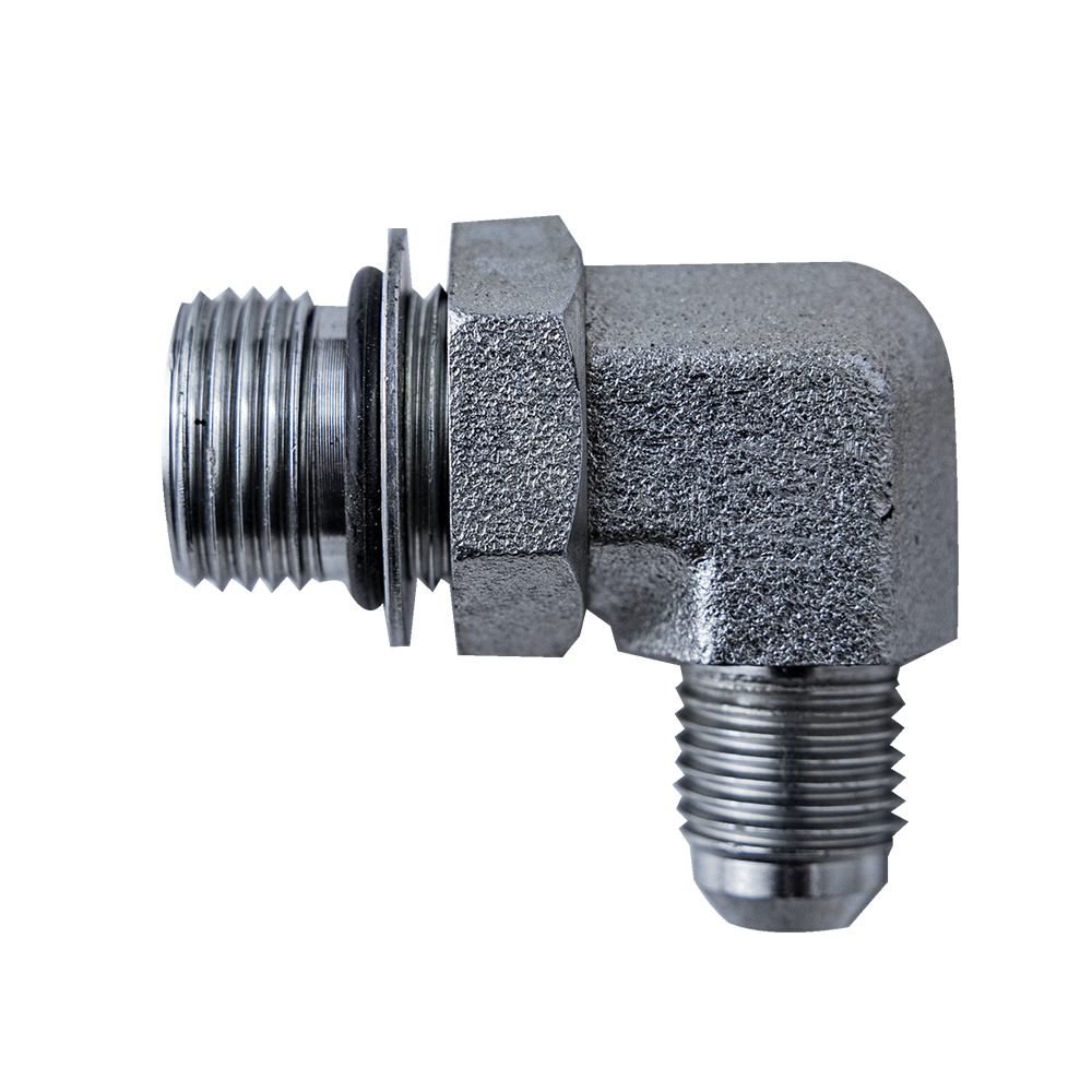 Elbow Fitting - 1/2" ORB Male (3/4"-16 SAE-8) & Male JIC 3/8" - 90° - Zinc Plated