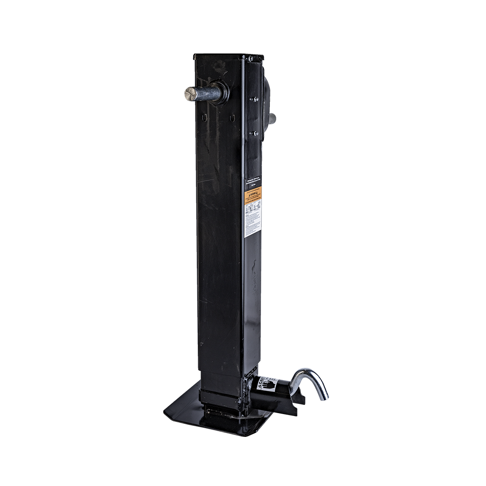 JACK 12K DE 2 VELOCIDADES CON PATA ABATIBLE CON RESORTE, PASADOR FRONTAL, MANIVELA LATERAL, SIN MANIJA – NEGRO