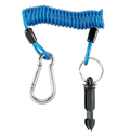 COILED BREAKAWAY CABLE 4' W/ STEEL SPRING SNAP AND PLASTIC KEY - BLUE