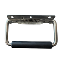 BISAGRA CROMADA (3 PERFORACIONES) CON MANIJA CON HULE NEGRO, 82X131MM