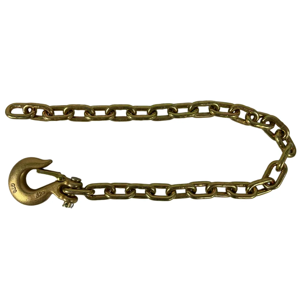[1BJY-SC-15A] SAFETY CHAIN WITH HOOK, GRADE 70, 5/16" (GOLD) 35"
