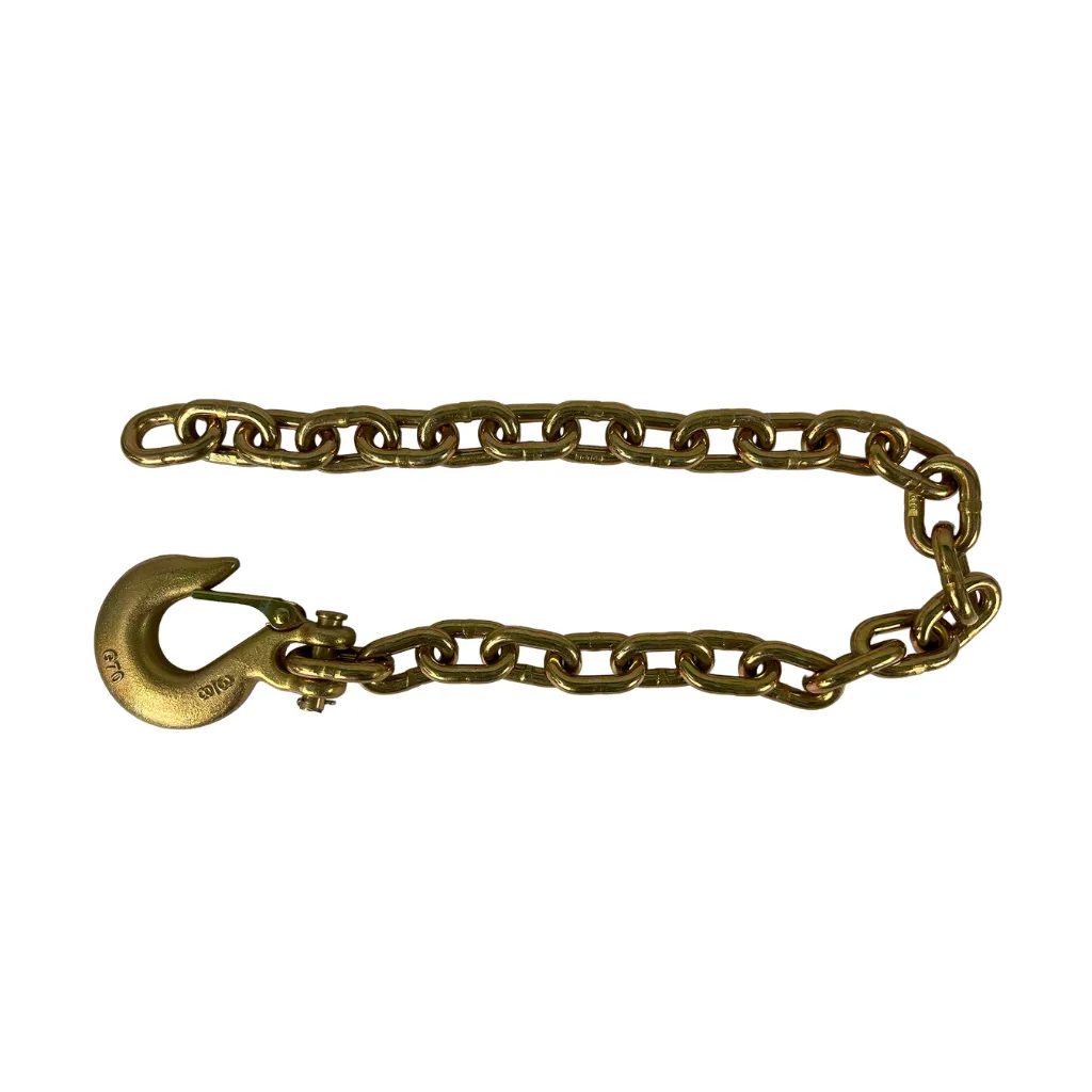 [1BJY-SC-16A] SAFETY CHAIN WITH HOOK, GRADE 70, 3/8" (GOLD) 35"