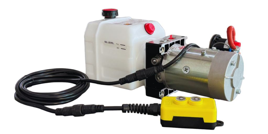 KTI HYDRAULIC PUMP, 2 BUTTONS, SINGLE ACTING, 3 QUART (24 VOLT) 2,500 PSI, 2.0 KW