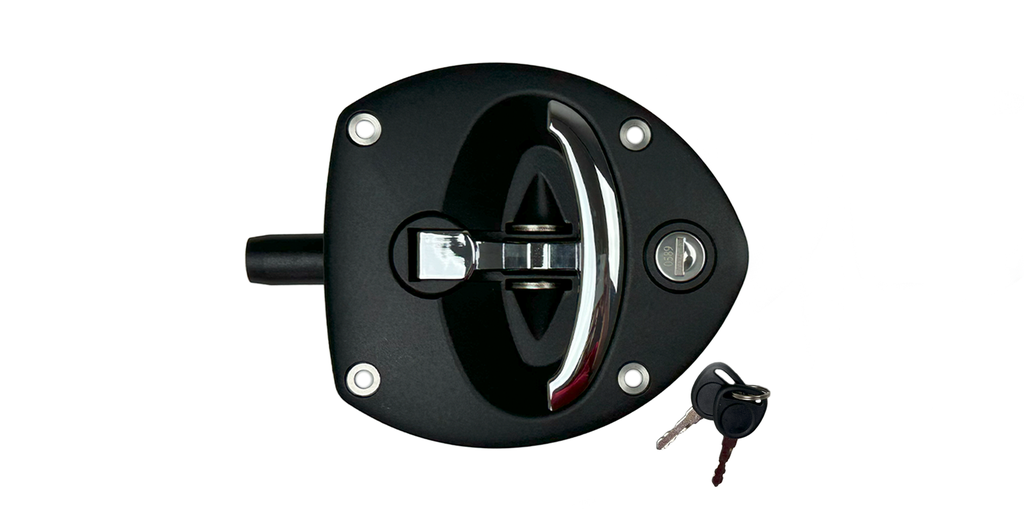 [A7897-2176] CERRADURA TIPO "U" NEGRO/CROMADO CON LLAVE, (CON ORIFICIOS)