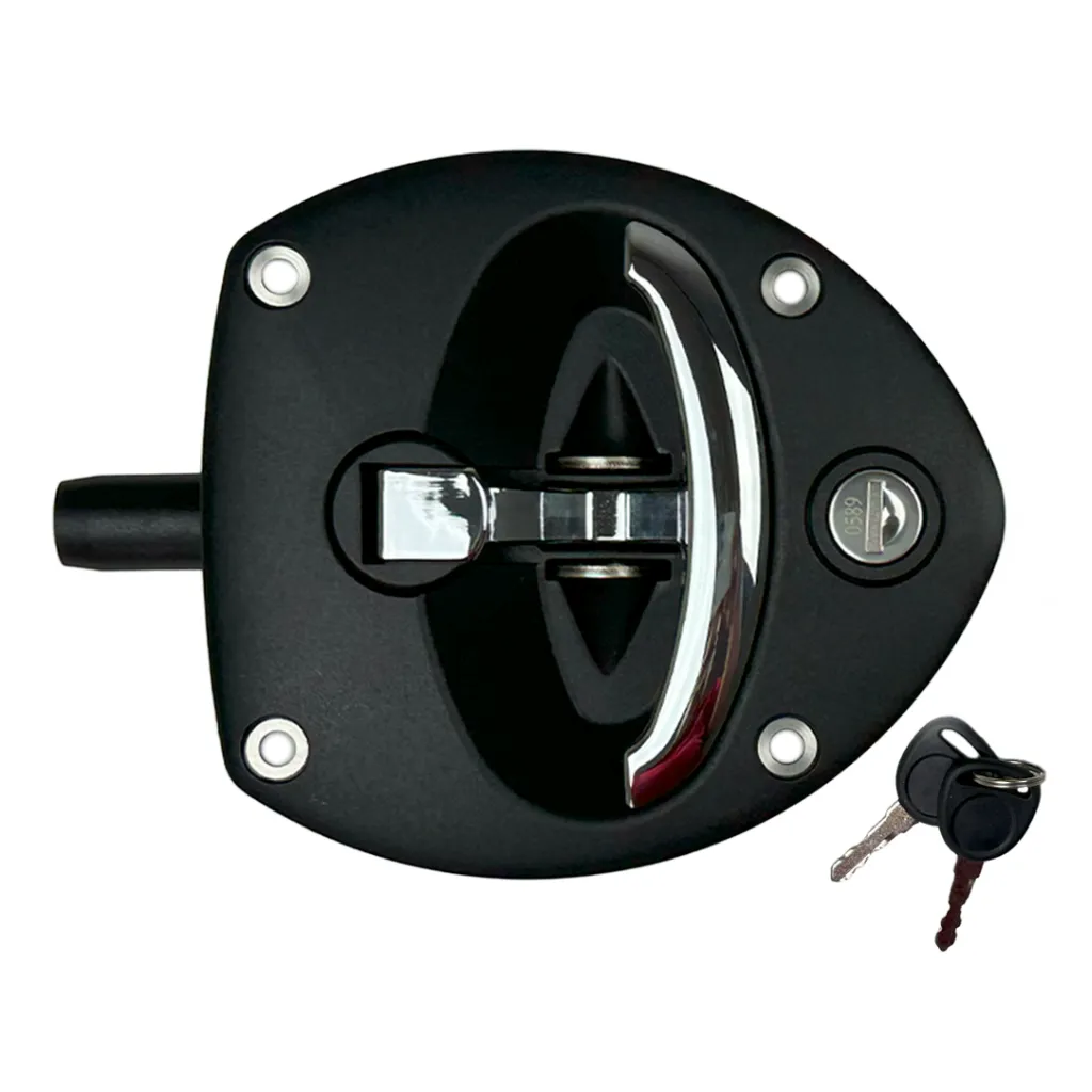 [A7897-2176] CERRADURA TIPO "U" NEGRO/CROMADO CON LLAVE, (CON ORIFICIOS)