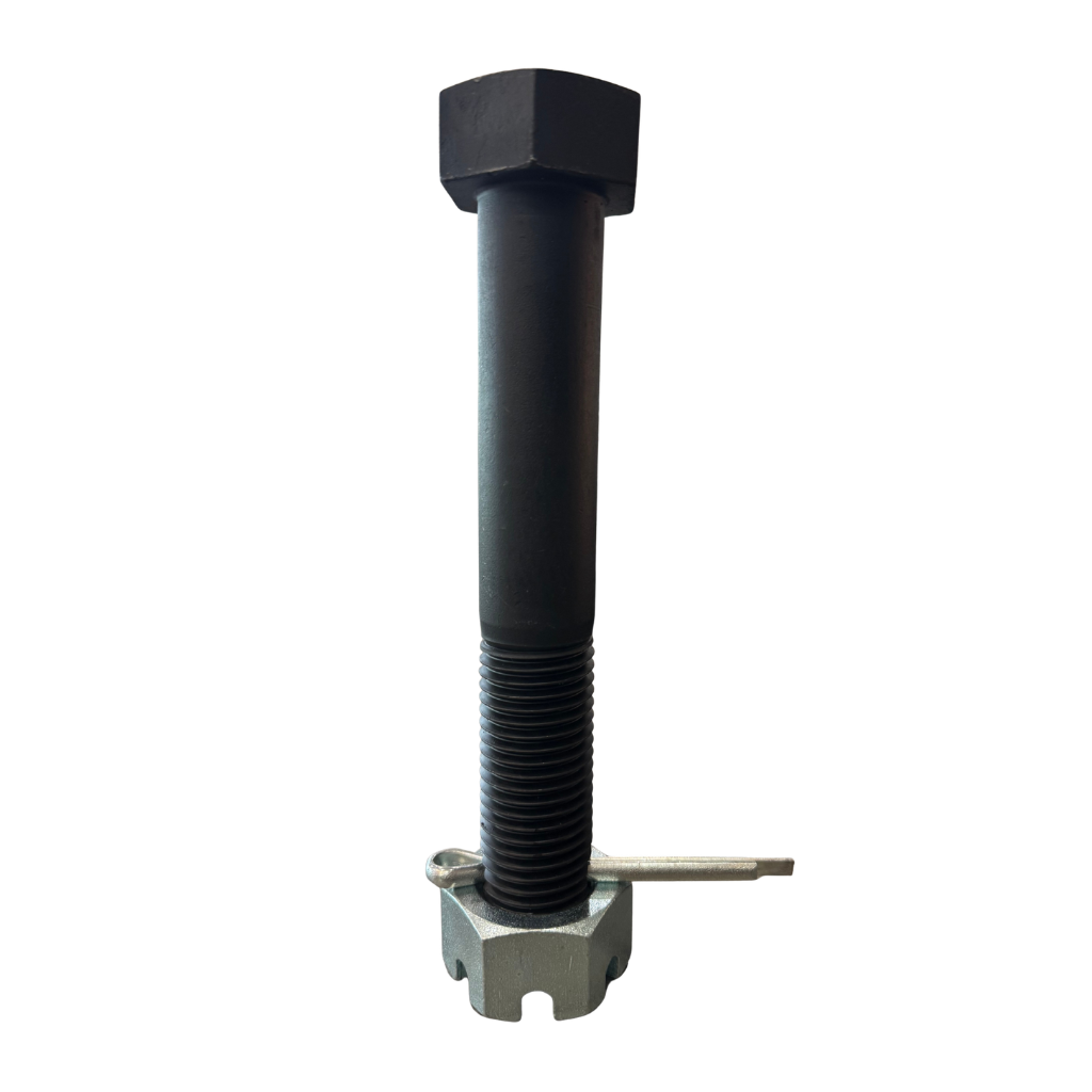 [TNG81129] BLACK GRADE 8 BOLT, 1-1/2"-6 X 9", WITH CASTLE NUT AND 1/4" X 3" STRAIGHT COTTER PIN