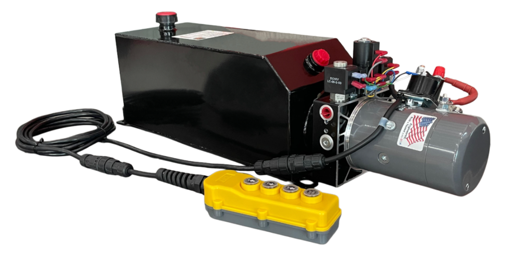 KTI HYDRAULIC PUMP KIT, 4 BUTTONS, SINGLE/DOUBLE ACTING, 4-GALLON METAL RESERVOIR
