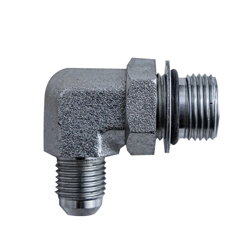 Elbow Fitting - 1/2" ORB Male (3/4"-16 SAE-8) & Male JIC 3/8" - 90° - Zinc Plated
