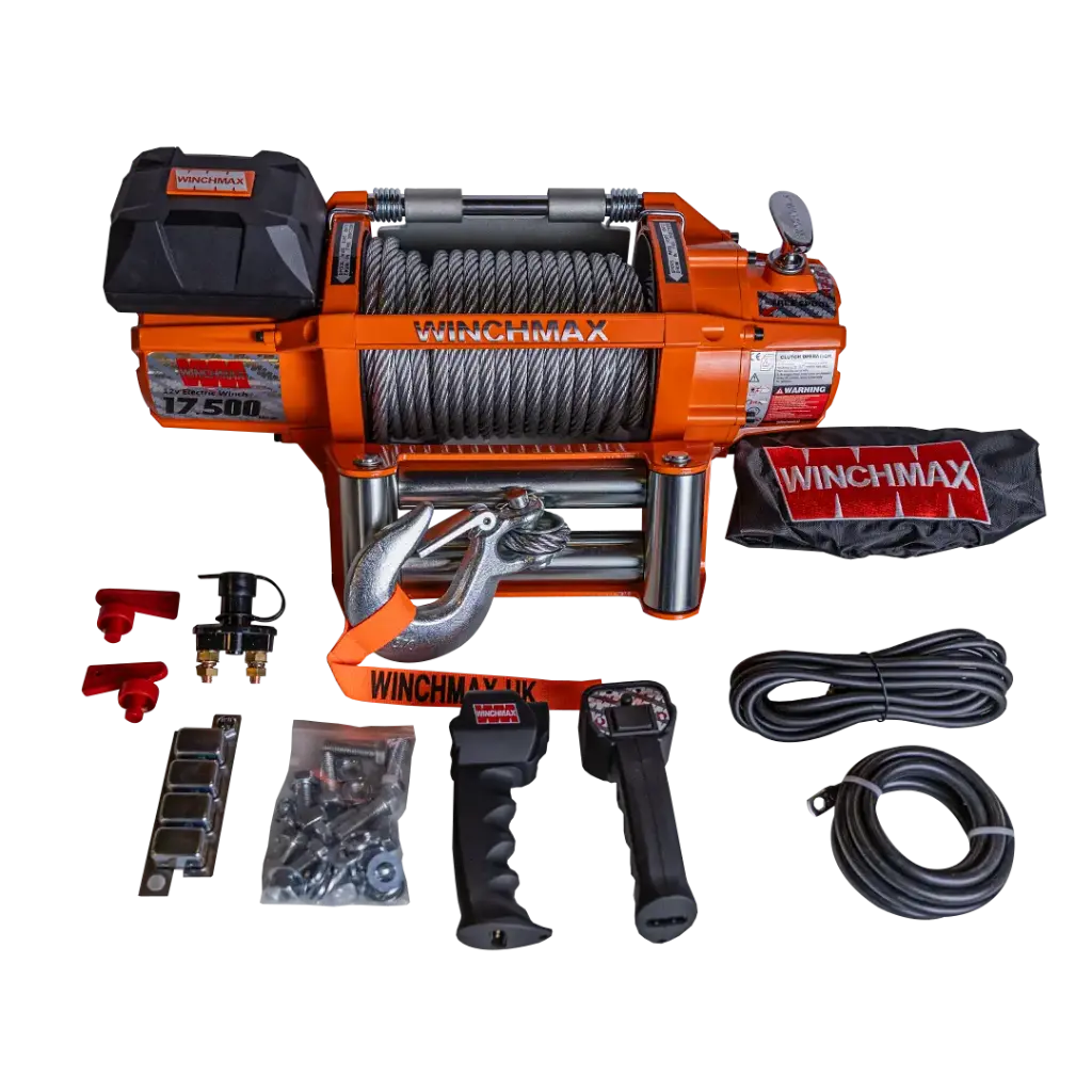 Winchmax Winch Steel Cable 65' - 17,500 Lbs - 12V  - Orange 