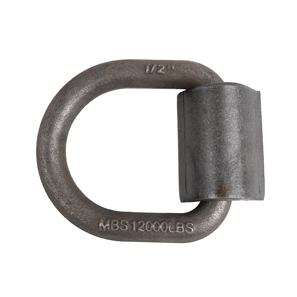 1/2" D-Ring W/ Weld On Clip 4,000 Lbs Wll - 12,000 Lbs Mbs - Forged Steel - Raw