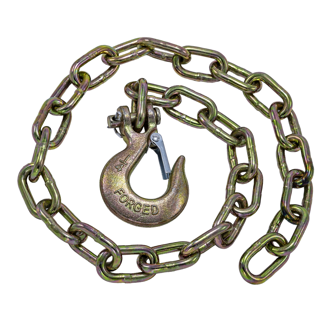 GR70 Safety Chain W/ Clevis Hook 1/4" X 36" 12,600 Lbs Mbs - Zinc Plated 