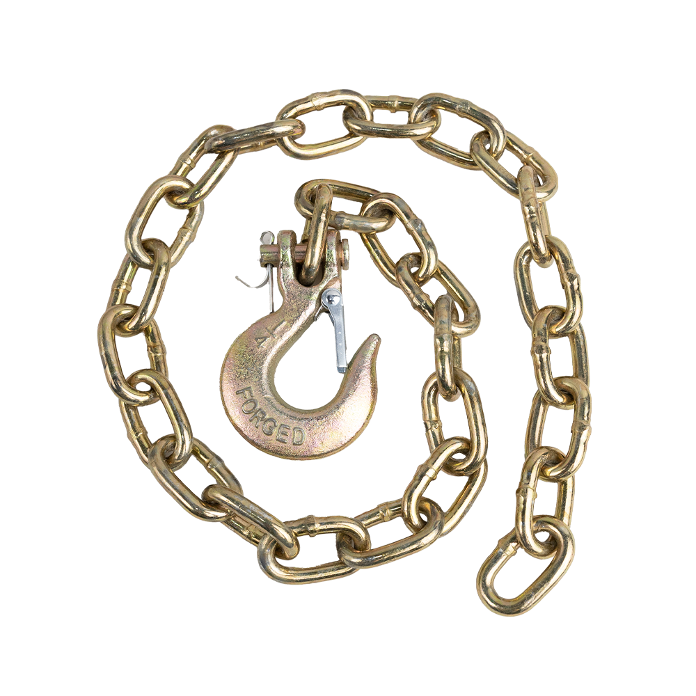 GR70 Safety Chain W/ Clevis Hook 1/4" X 36" 12,600 Lbs Mbs - Zinc Plated 