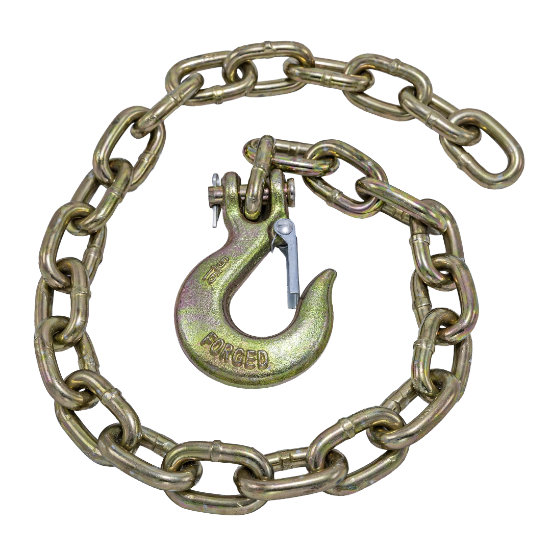 GR70 Safety Chain W/ Clevis Hook 5/16" X 36" 15,800 Lbs Mbs - Zinc Plated 