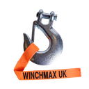 1/2 SILVER CLEVIS HOOK 17,500- 22,000 LBS INCL. HAND SAVER STRAP - ZINC PLATED