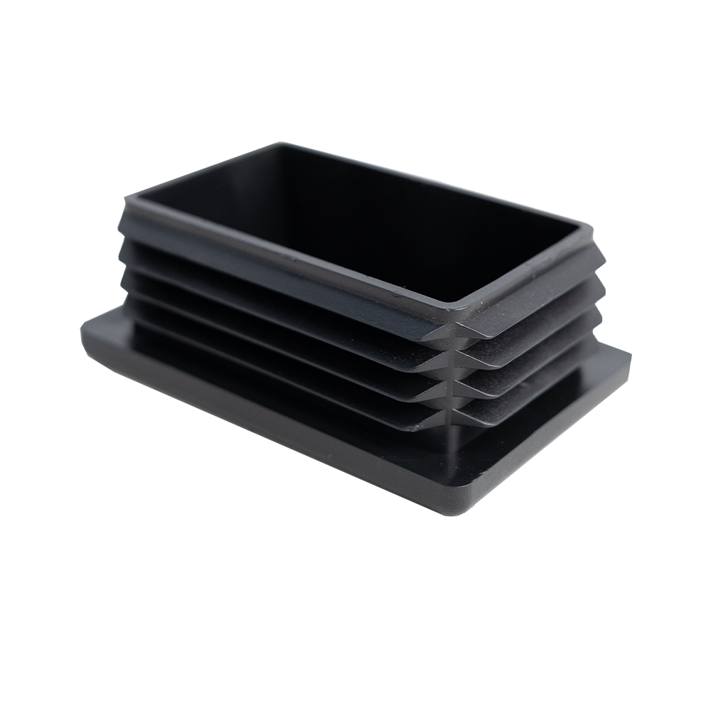 Corrugated Rectangle Plastic Plug For 2" X 4" 6-12 Ga. Tube - Black