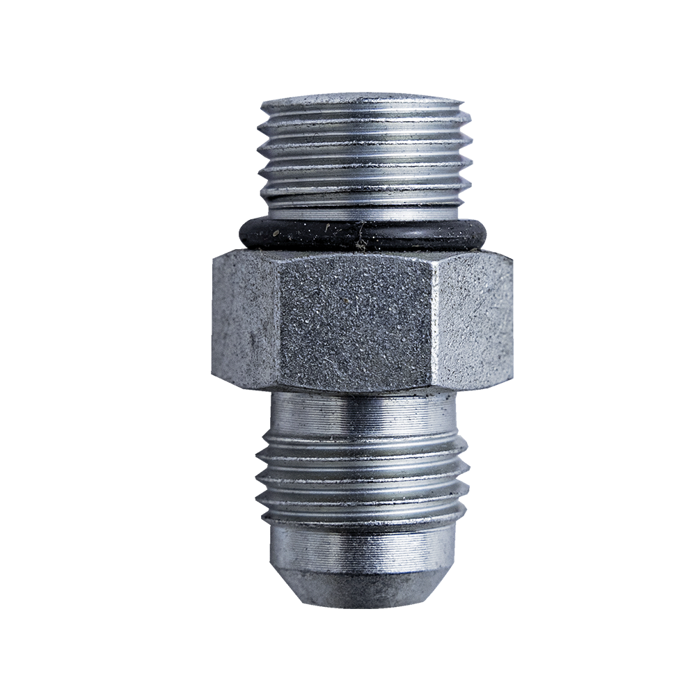 [GXHY-001001] ADAPTADOR HIDRÁULICO 0° RECTO 3/8" ORB MACHO (9/16"-18 SAE-6) A JIC MACHO 3/8" – ZINCADO