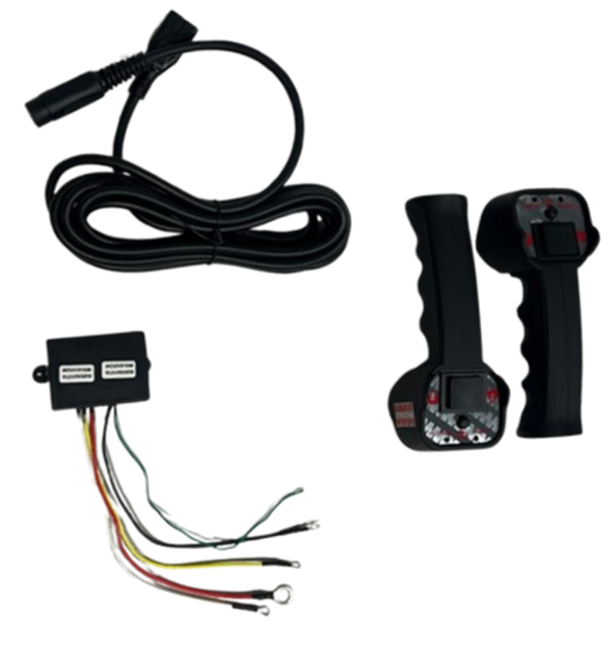 KIT REMOTO INALAMBRICO DOBLE 12V (2 MANDOS, RECEPTOR, INTERRUPTOR DE MANO, ENCHUFE) PARA WINCH DE 17,500 LB 12V