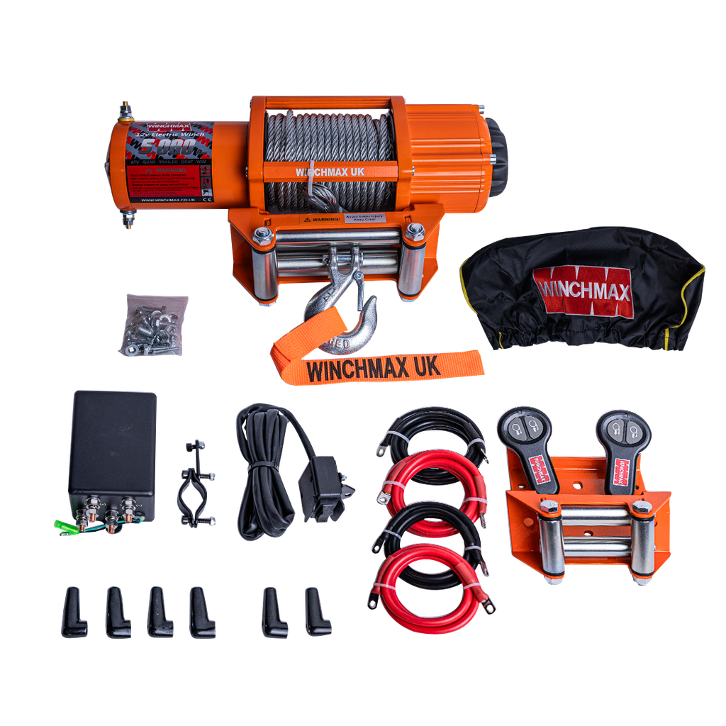 WINCH CON CUERDA DE ACERO WICHMAX 50' – 5,000 LBS – 12V – NARANJA – C