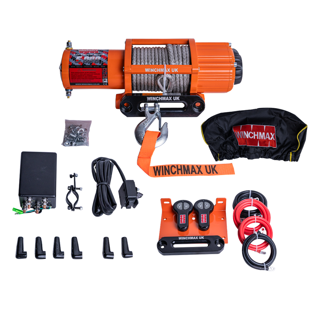 WINCHMAX WINCH SYNTHETIC ROPE 65' - 5,000 LBS - 12V  - ORANGE – C