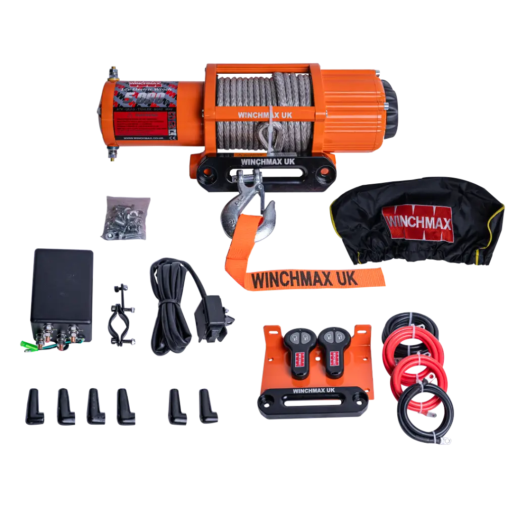 Winchmax Winch Synthetic Rope 65' - 5,000 Lbs - 12v  - Orange