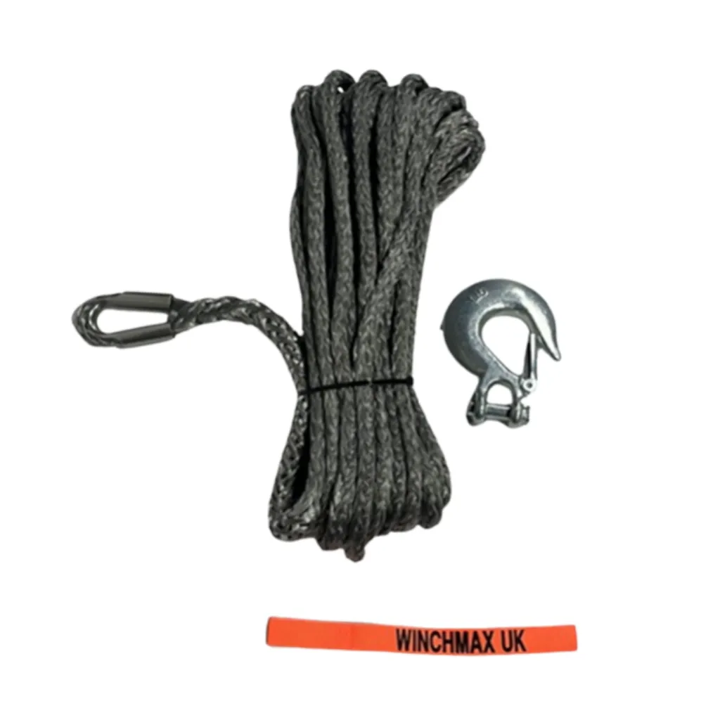 SYNTHETIC ROPE 11MM X 25M, 3/8" CLEVIS HOOK, INCLUDES HAND SAVER 13,500 LBS 