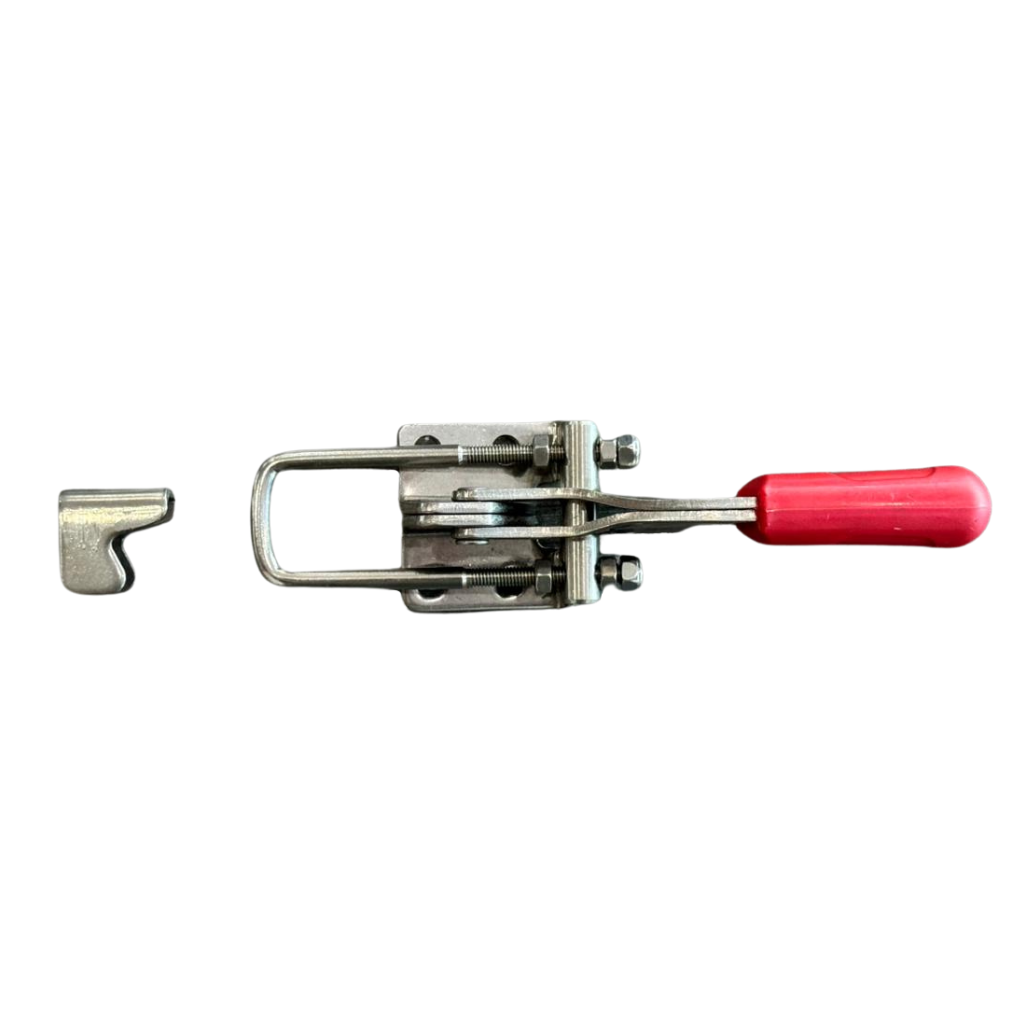 OVER CENTER LATCH CLAMP - STEEL (RED LEVER) MIN. 50MM, MAX. 75MM