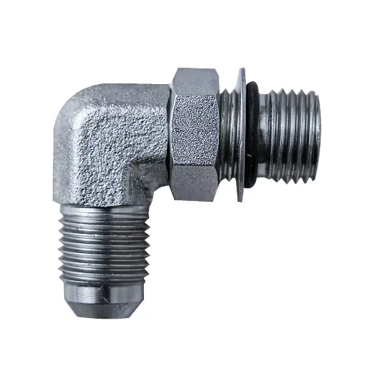 [GXHY-001004] Elbow Fitting - 3/8" ORB Male (9/16"-18 SAE-6) & Male JIC 3/8" - 90° - Zinc Plated