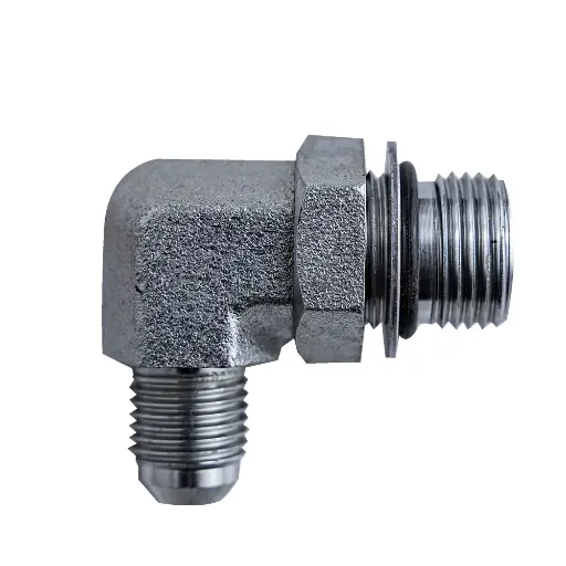 [GXHY-001005] Elbow Fitting - 1/2" ORB Male (3/4"-16 SAE-8) & Male JIC 3/8" - 90° - Zinc Plated