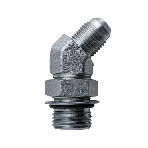 [GXHY-001006] Elbow Fitting - 1/2" ORB Male (3/4"-16 SAE-8) & Male JIC 3/8" - 45° - Zinc Plated