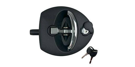 [A7897-1176] CERRADURA TIPO "U" NEGRO/CROMADO CON LLAVE, (SIN ORIFICIOS)