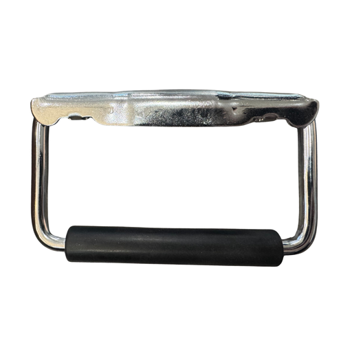 [E5202-1146] BISAGRA CROMADA (3 PERFORACIONES) CON MANIJA CON HULE NEGRO, 70X112MM