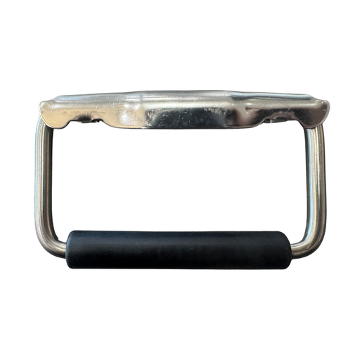 [E5202-1150] CHROME HINGE (3 HOLES) WITH BLACK RUBBER HANDLE, 82X131MM