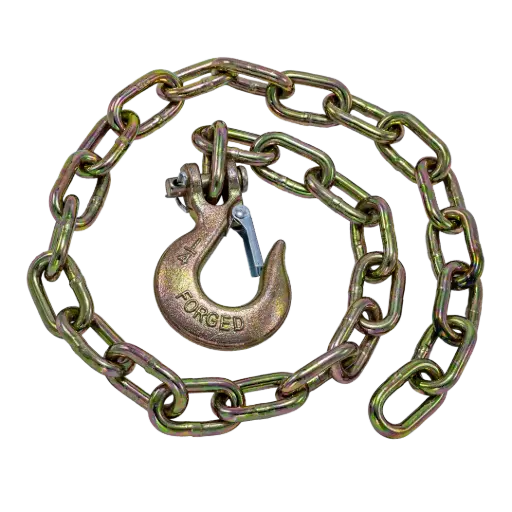 [GXCA-003001] GR70 Safety Chain W/ Clevis Hook 1/4" X 36" 12,600 Lbs Mbs - Zinc Plated 