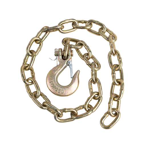 [GXCA-003001] GR70 Safety Chain W/ Clevis Hook 1/4" X 36" 12,600 Lbs Mbs - Zinc Plated 