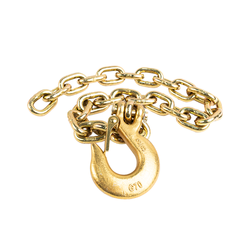 [GXCA-003003] GR70 Safety Chain W/ Clevis Hook 3/8" X 36" 26,400 Lbs Mbs - Zinc Plated