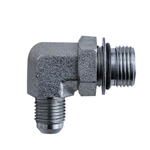 [GXHY-001005] ELBOW FITTING - 1/2" ORB MALE (3/4"-16 SAE-8) & MALE JIC 3/8" - 90° - ZINC PLATED