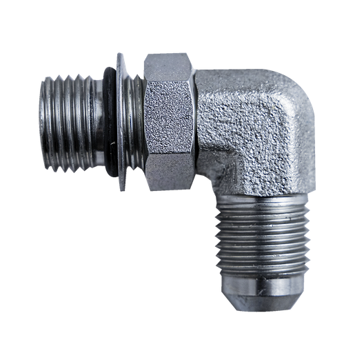 [GXHY-001004] ELBOW FITTING - 3/8" ORB MALE (9/16"-18 SAE-6) & MALE JIC 3/8" - 90° - ZINC PLATED