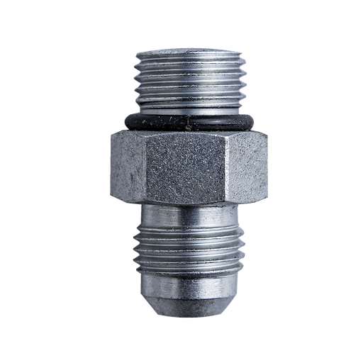 [GXHY-001001] ADAPTADOR HIDRÁULICO 0° RECTO 3/8" ORB MACHO (9/16"-18 SAE-6) A JIC MACHO 3/8" – ZINCADO
