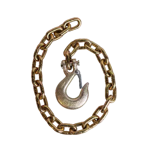 [GXCA-003003] GR70 SAFETY CHAIN W/ CLEVIS HOOK 3/8" X 36" 26,400 LBS MBS - ZINC PLATED (GOLD)