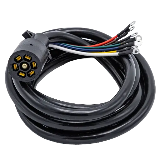 [GXEL-011001] ARNES DE ENCHUFE UNIVERSAL DE 7 VIAS PARA REMOLQUE DE PARACHOQUES, 7' DE LARGO – NEGRO