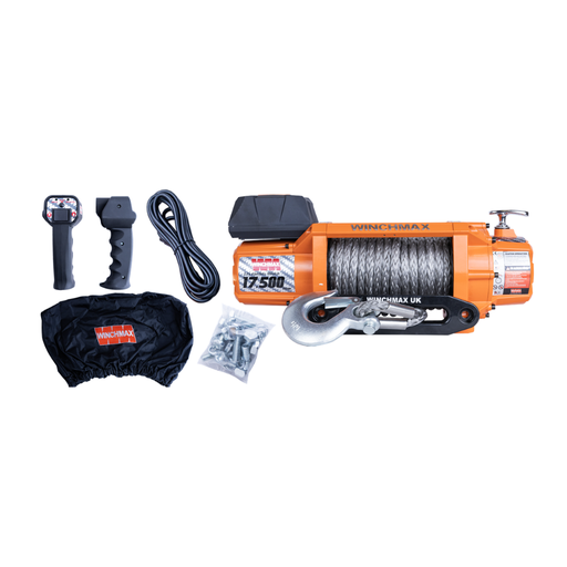 [GXEL-009005-T] WINCH CON CUERDA SINTETICA WICHMAX 65' – 17,500 LBS – 12V – NARANJA – T
